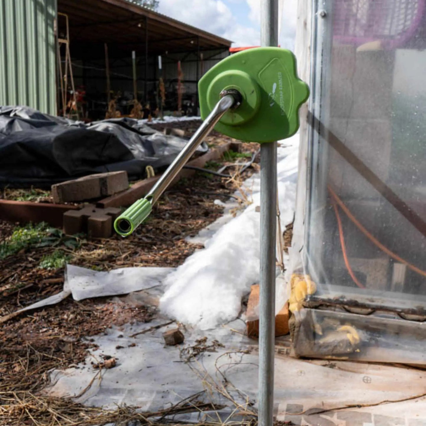 Greenhouse Sidewall Vent Crank with 4-to-1 gear Bootstrap Farmer green plastic on Tampa Home & Garden Store