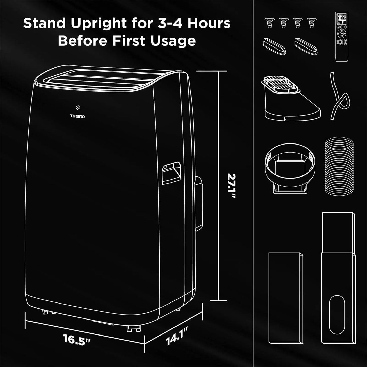 Greenland 14,000 BTU Smart Portable Air Conditioner Black TURBRO on Tampa Home & Garden Store