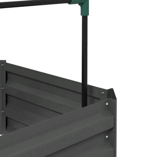 Grey Galvanized Open Bottom Raised Garden Bed Planter with Tomato Cage Trellis - Tampa Home & Garden Store