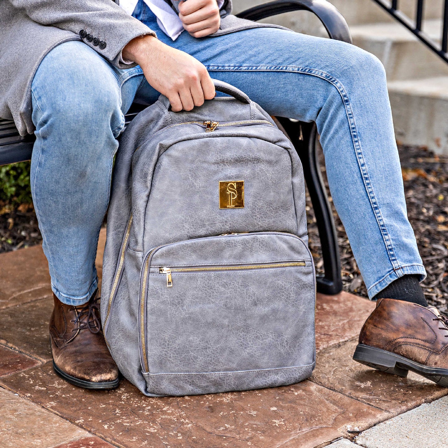 Grey Leather Commuter Bag - Tampa Home & Garden Store