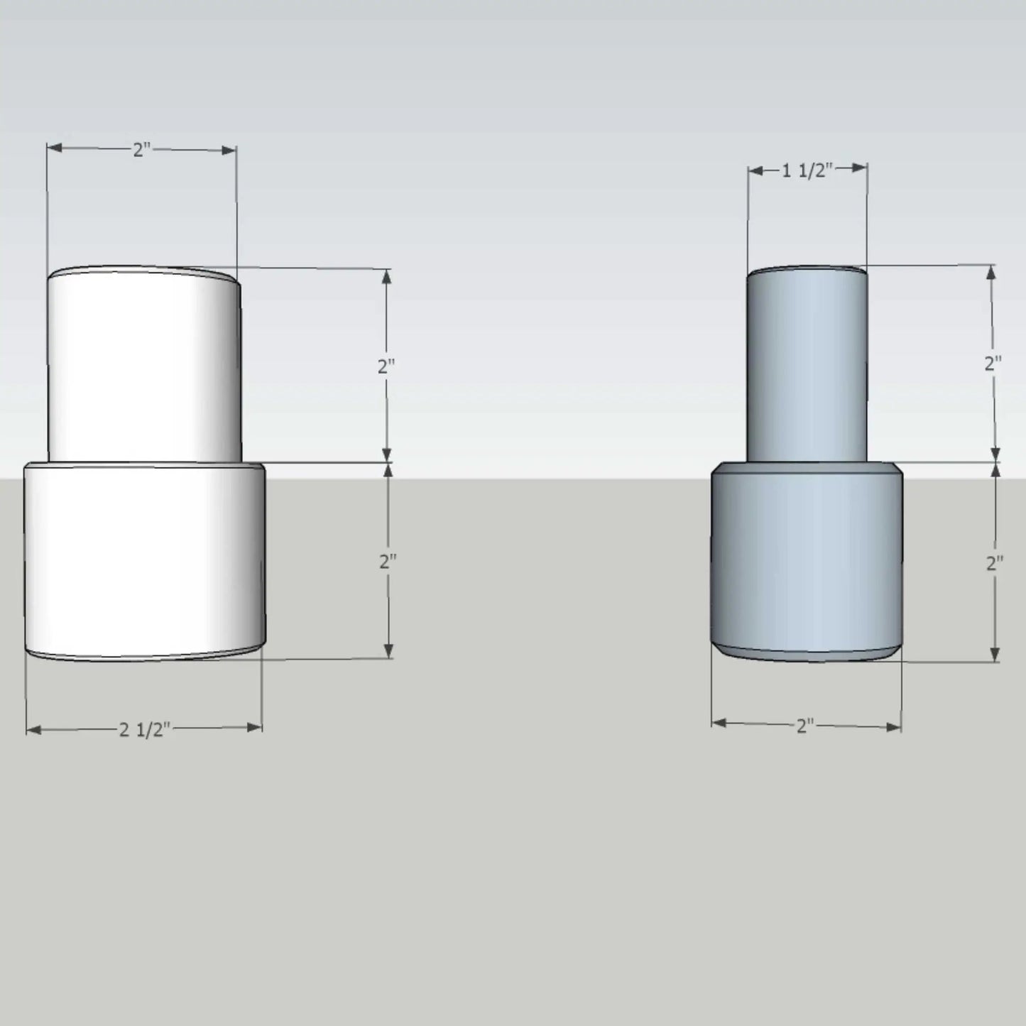 Ground Post Driver for Hoops and Greenhouses diagram with two metal posts, white and gray, dimension marks on Tampa Home & Garden Store
