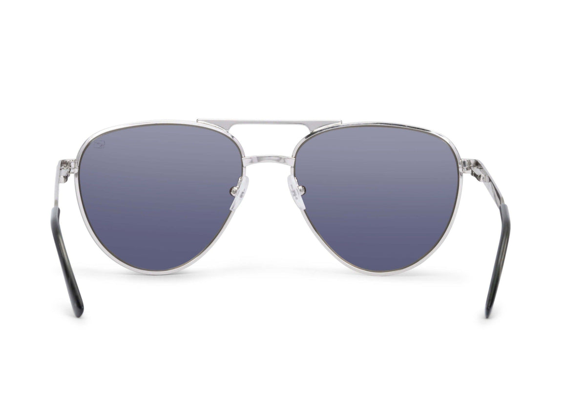 Dara Aviator Sunglasses Skeleton Optics chrome silver metal frame blue-gray lenses on Tampa Home & Garden Store