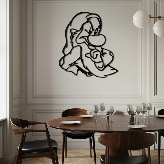Grumpy Dwarf metal wall art silhouette, bold black line art, modern Enova Art decor on Tampa Home & Garden Store