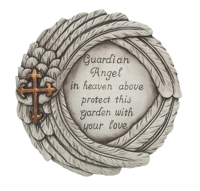 Guardian Angel Garden Stepping Stone graystone rope border cross Country Christmas Loft on Tampa Home & Garden Store