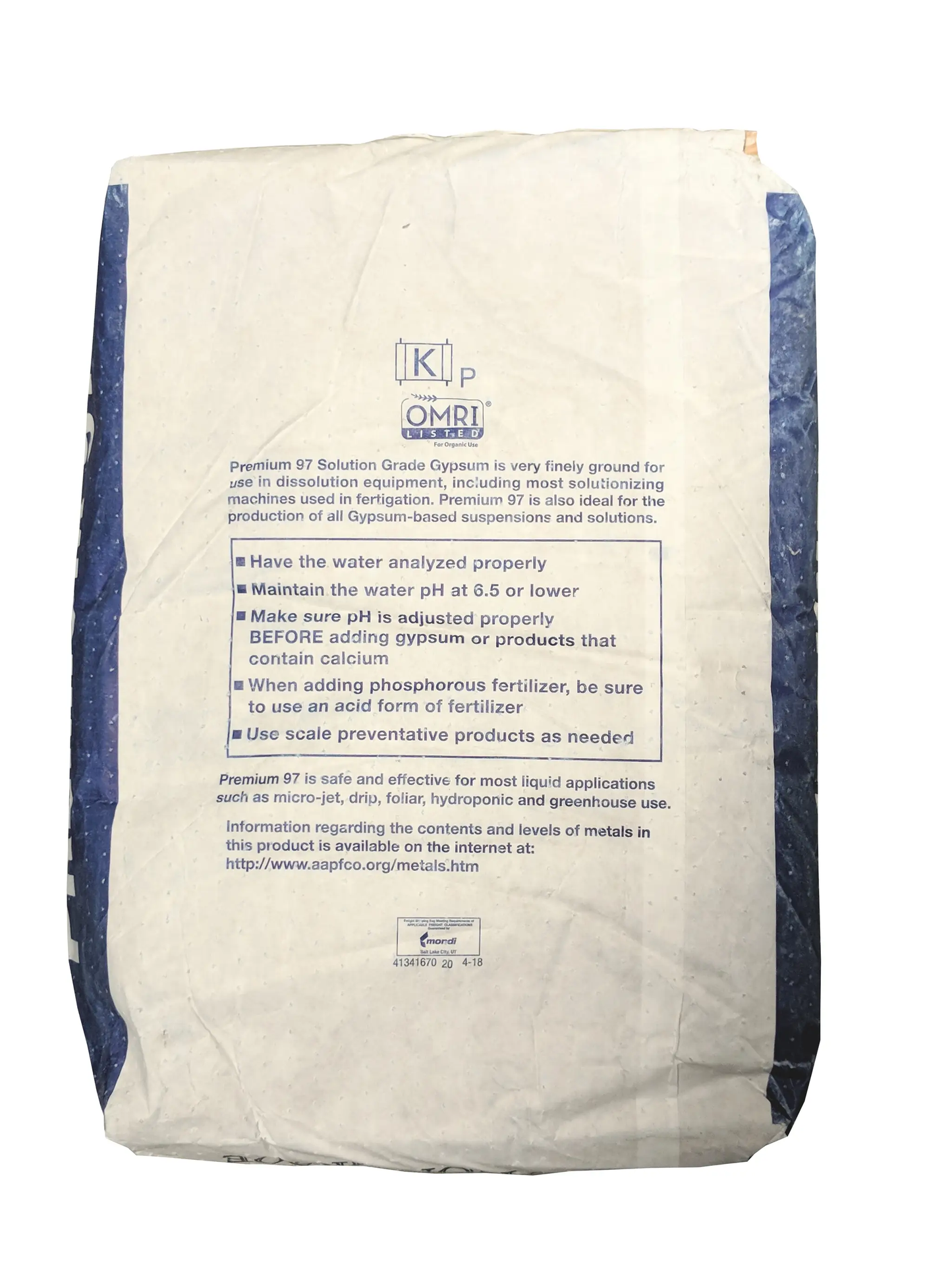 Premium gypsum soil amendment bag by Greenway Biotech, white bag with blue edges on Tampa Home & Garden Store