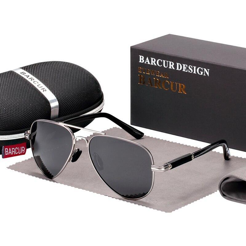Sunglasses Barcur Design aviator-style black frame polarized UV400 lenses on Tampa Home & Garden Store