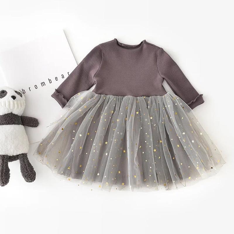 Modern Winter Flower long sleeve dress with mauve top and grey starry tulle skirt on Tampa Home & Garden Store