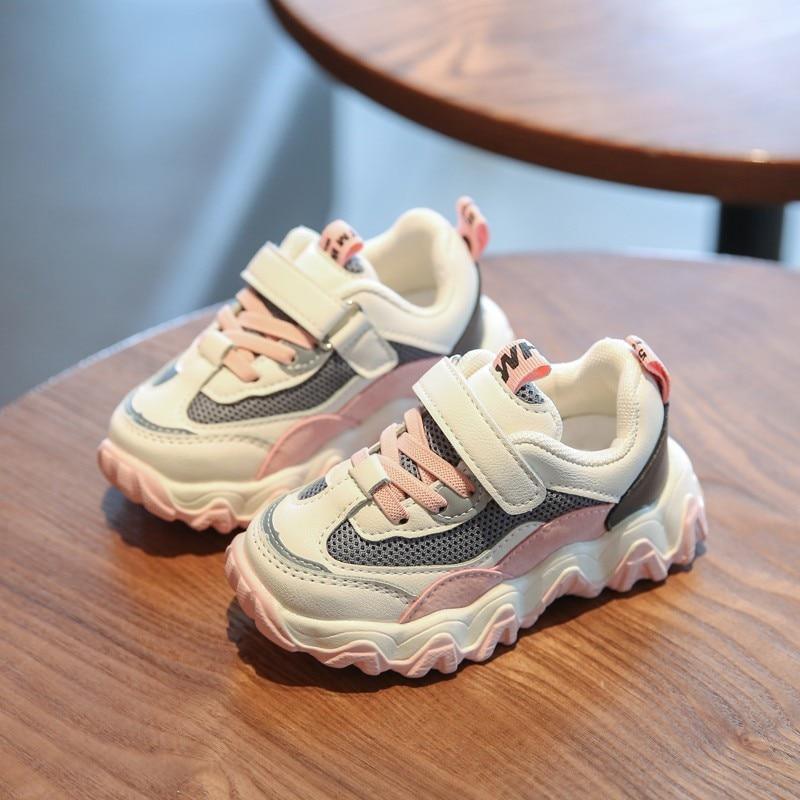 Stevvex kids breathable sneakers mesh canvas with pink accents and Velcro strap on Tampa Home & Garden Store