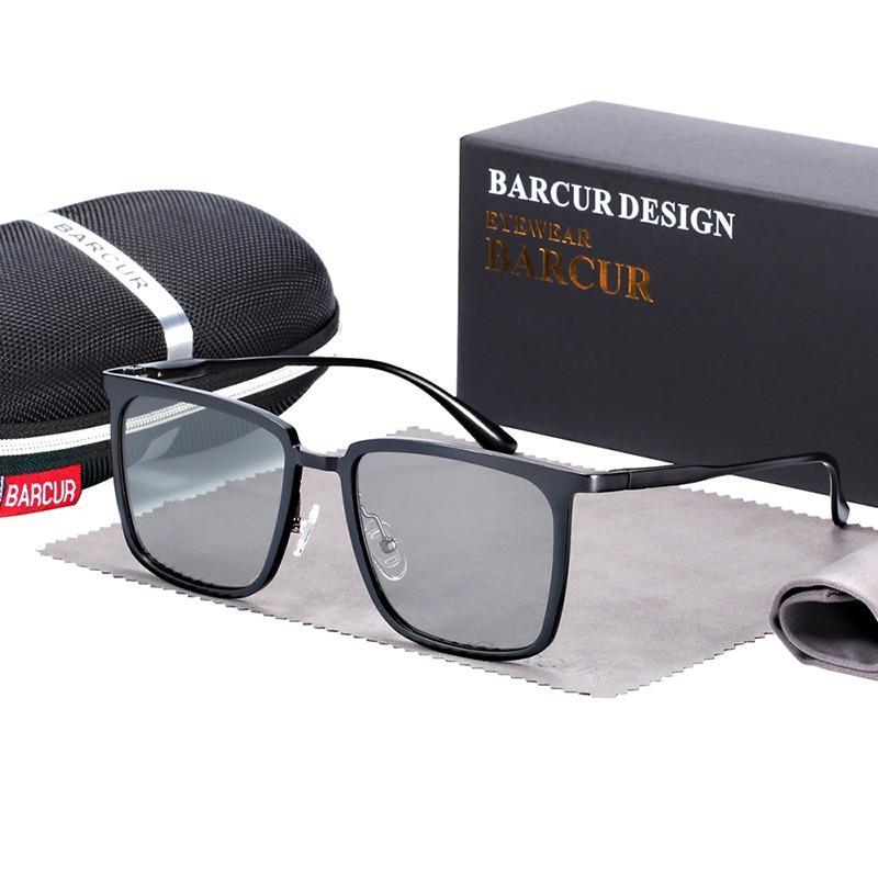 Polarized square sunglasses with black aluminum-magnesium frame and gray UV400 lenses Barcur on Tampa Home & Garden Store
