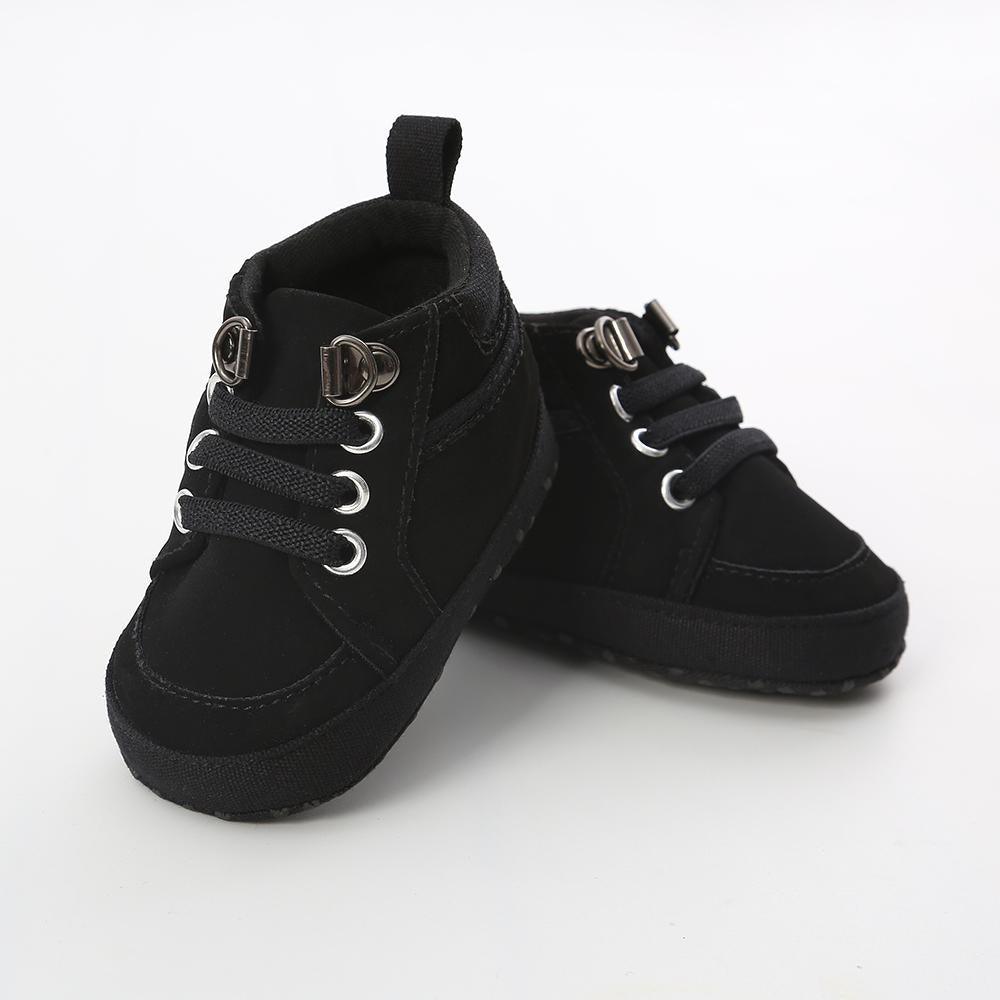 Warm Newborn First Walkers Soft Sole Shoes by Stevvex, black fabric pair on Tampa Home & Garden Store