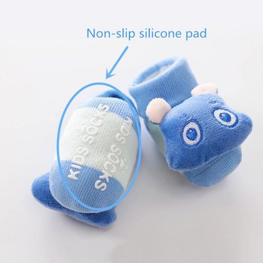 Cartoon newborn baby non-slip cotton socks in blue with silicone pad Stevvex for kids on Tampa Home & Garden Store