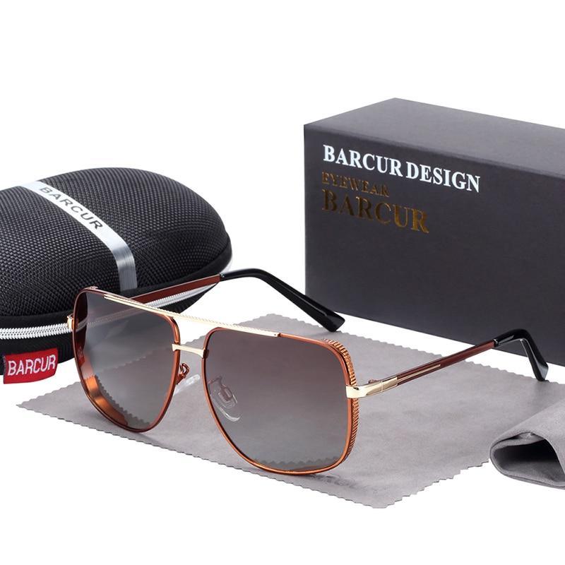 Stevvex square polarized sunglasses with gold-tone metal frame and gray lenses UV400 on Tampa Home & Garden Store