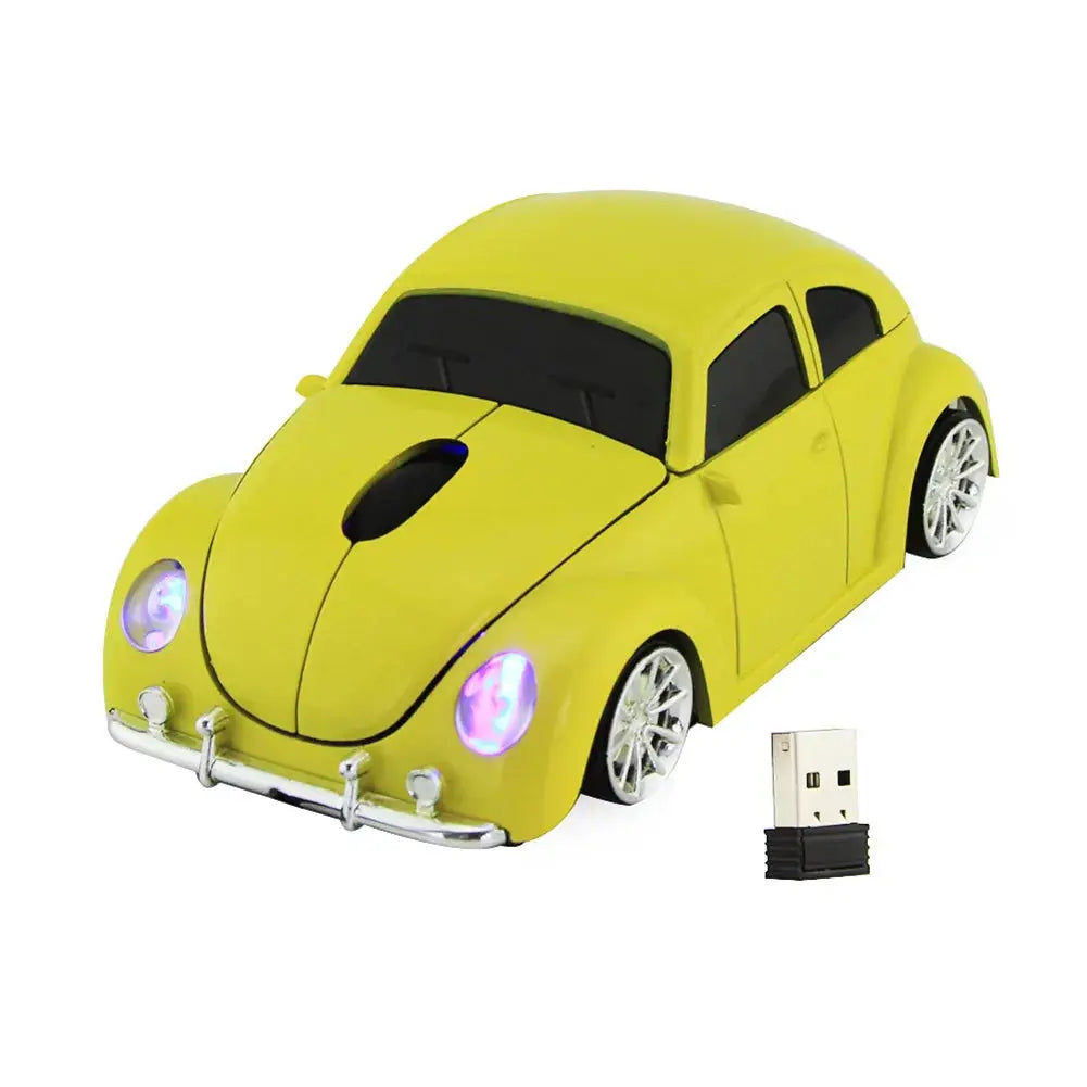 Car-shaped ergonomic wireless mouse yellow with USB receiver by VIP Digital Presence on Tampa Home & Garden Store