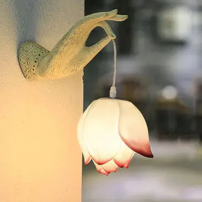 Modern Lotus Wall Lamp acrylic panel light white lotus floral wall sconce Moktan Sabai on Tampa Home & Garden Store