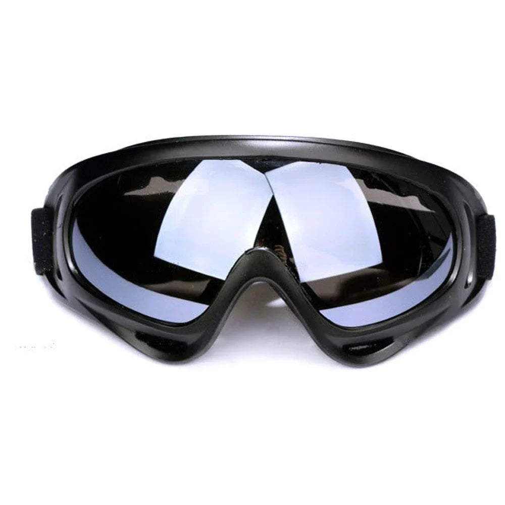 Motorcycle goggles by BikerZoneZ with black frame and mirrored lenses anti-UV windproof on Tampa Home & Garden Store