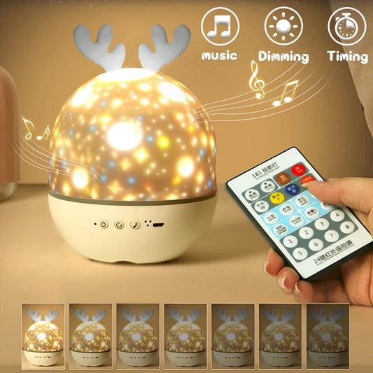 Deer Music Projector Night Light Starry Sky Rotating Lamp Bluetooth Speaker - Tampa Home & Garden Store
