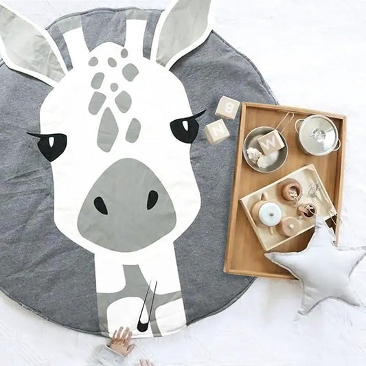 Play mat round cotton baby rug with cartoon giraffe design by Stevvex ST15BY54963HOMLK on Tampa Home & Garden Store