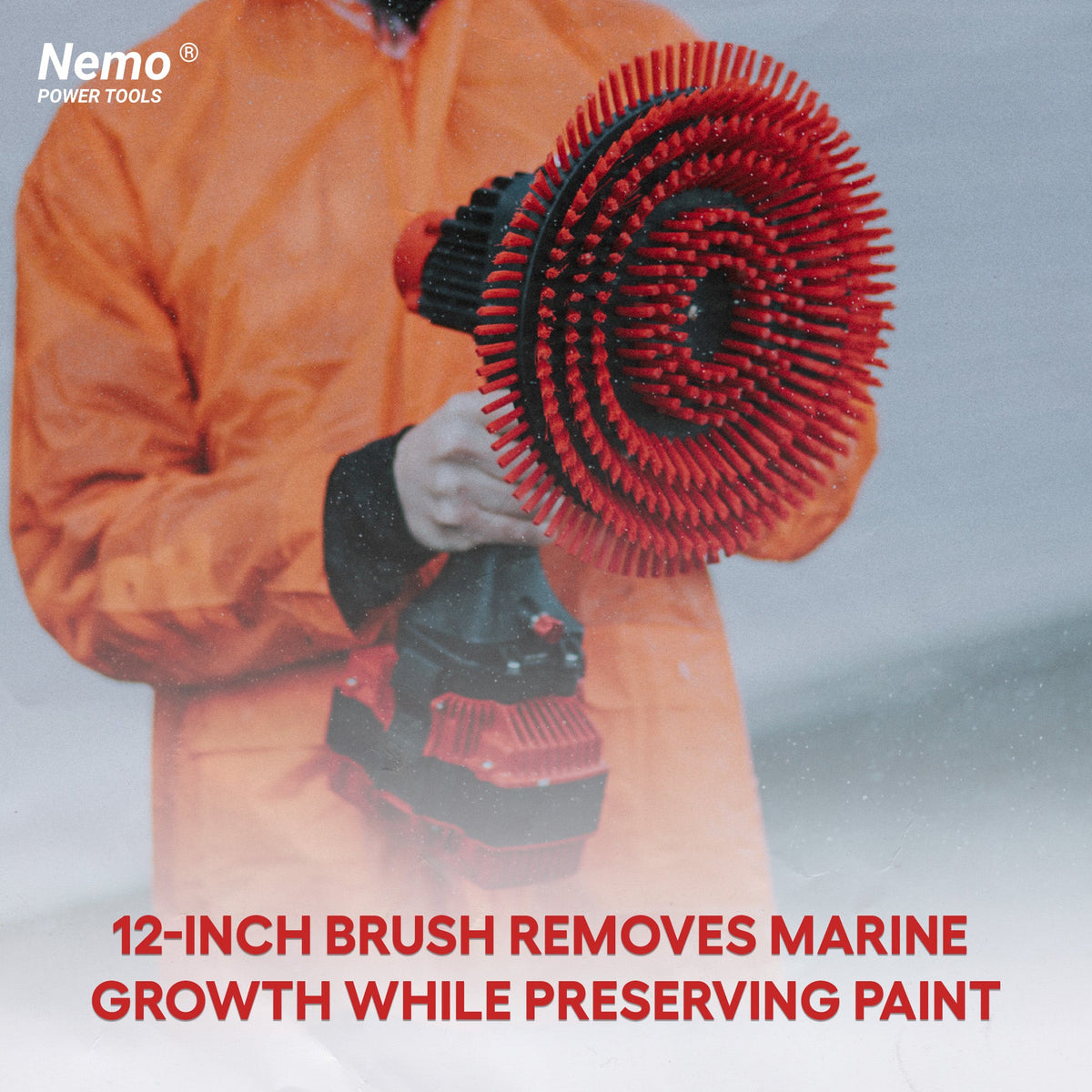 Nemo Hull Cleaner Electric Brush, red circular hull brush underwater tool GRIP TECH TOOLS on Tampa Home & Garden Store