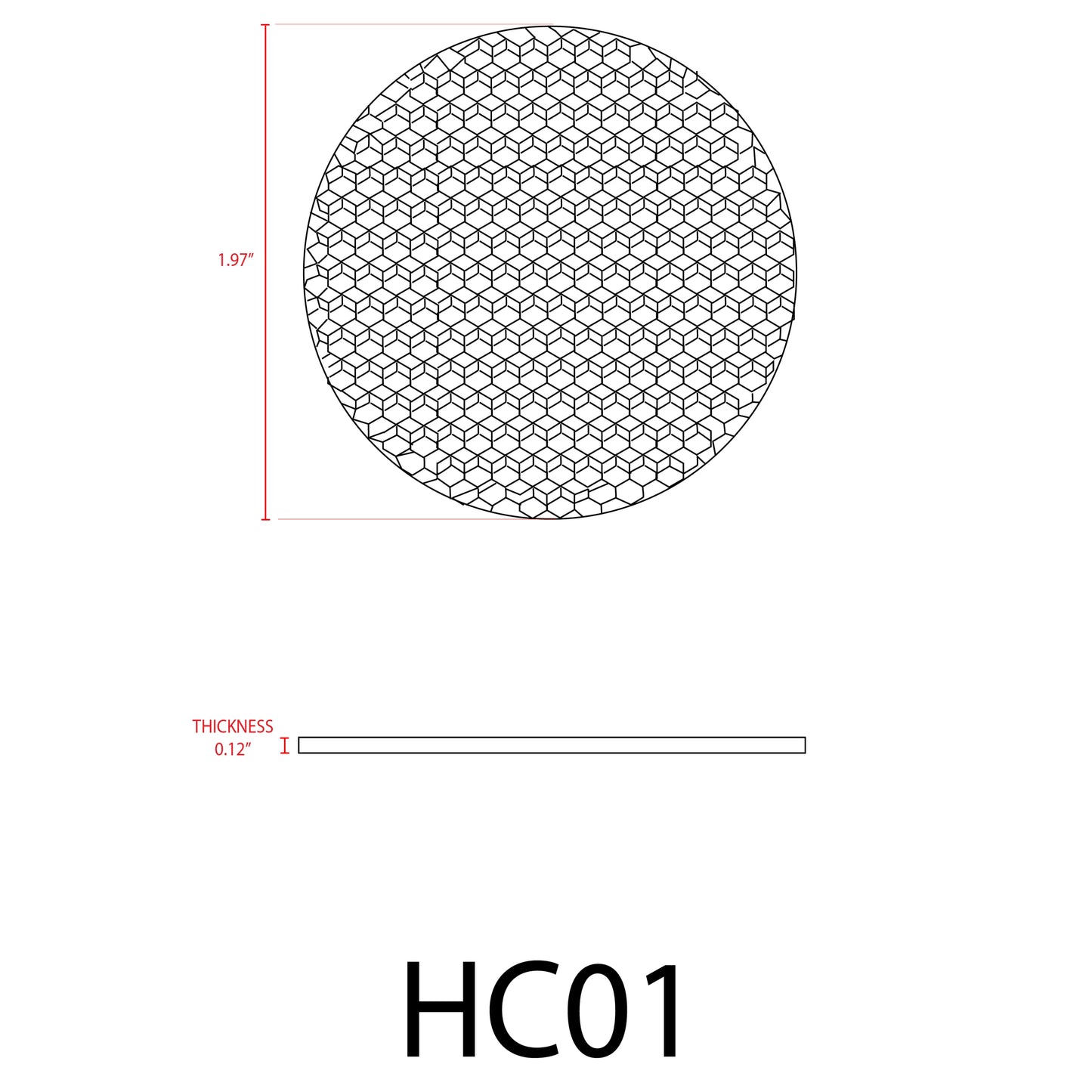HC1 MR16 Honeycomb Louvred Anti- Glare Filter 50mm for Spot Lights
