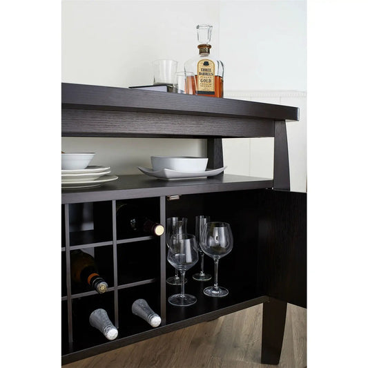 Modern Dining Room Sideboard Buffet Console Table in espresso finish with wine rack on Tampa Home & Garden Store