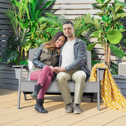 HDPE Patio Adirondack Chair for Porch Garden Backyard-Gray - Tampa Home & Garden Store