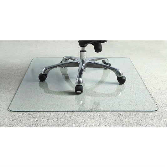 Heavy Duty 36 Inch Tempered Glass Chair Mat clear under office chair on carpet on Tampa Home & Garden Store