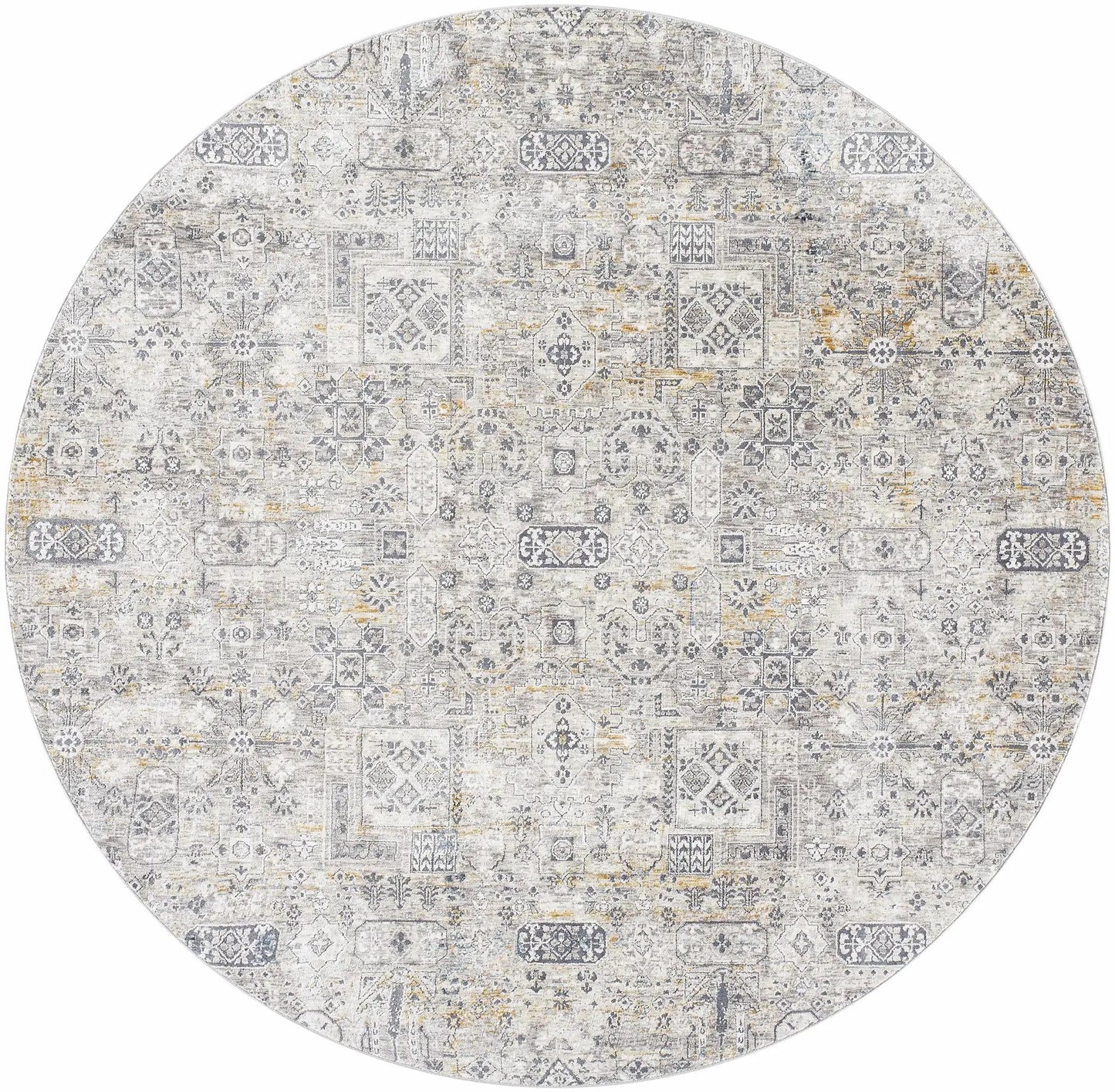 Heacham Luxe Fringe Rug Charcoal, Boutique Rugs, distressed geometric pattern with gray tones on Tampa Home & Garden Store