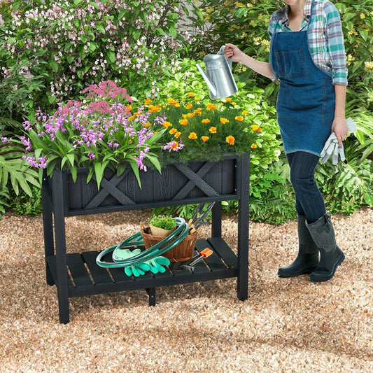 HIPS Raised Garden Bed Poly Wood Elevated Planter Box-Black - Tampa Home & Garden Store