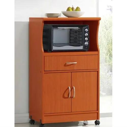 Mahogany Finish Kitchen Cabinet Microwave Cart with microwave shelf, drawer and doors on Tampa Home & Garden Store