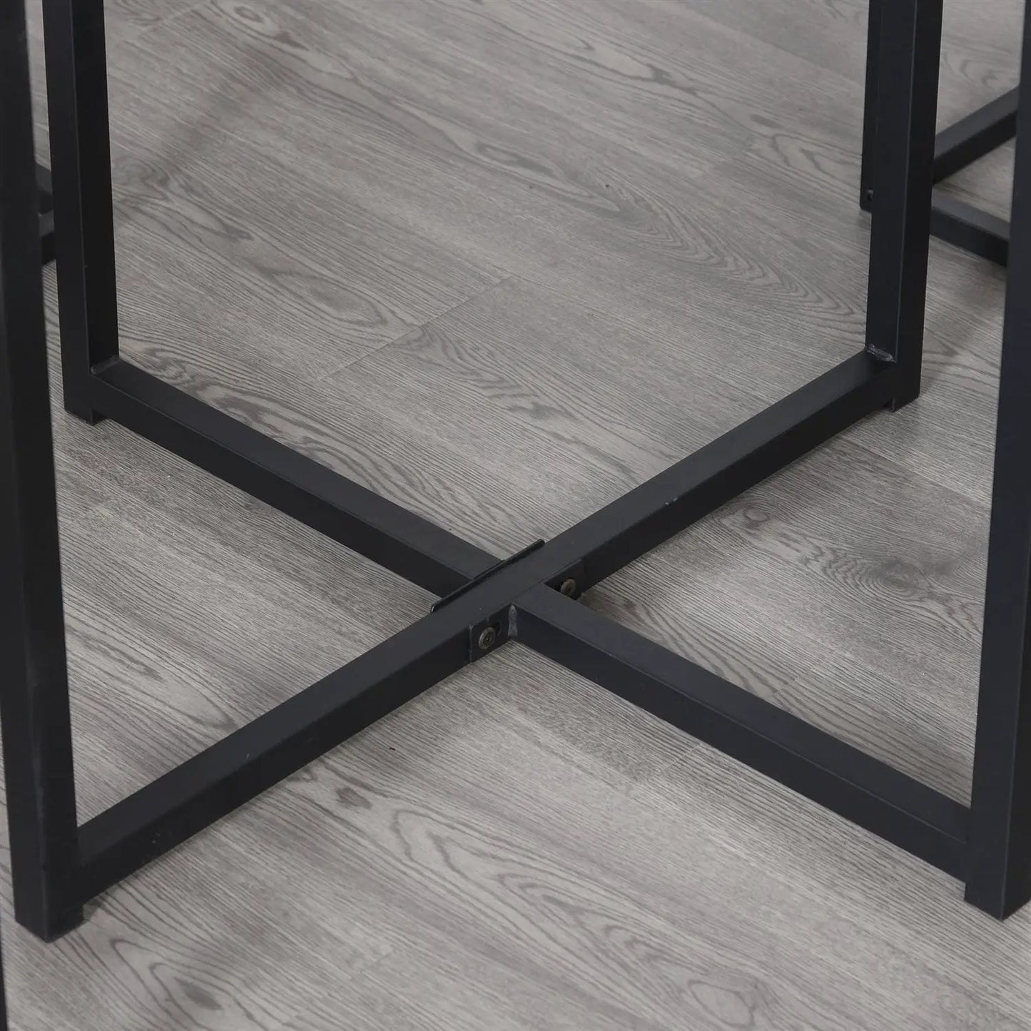 Farmhouse 5 Piece Walnut Dining Set dining table base in black steel frame with cross supports on Tampa Home & Garden Store