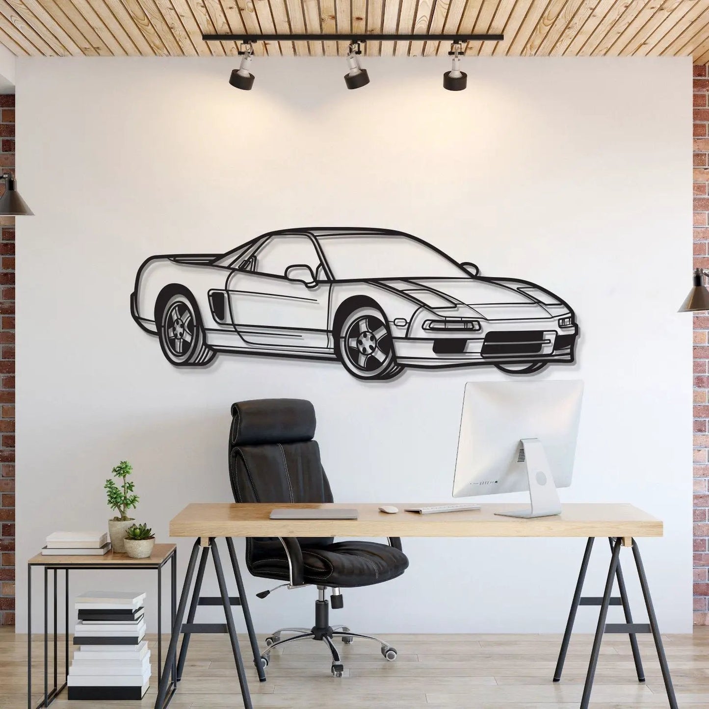 NSX Perspective Metal Car Wall Art Decor by Modello Turbo in black and white on Tampa Home & Garden Store