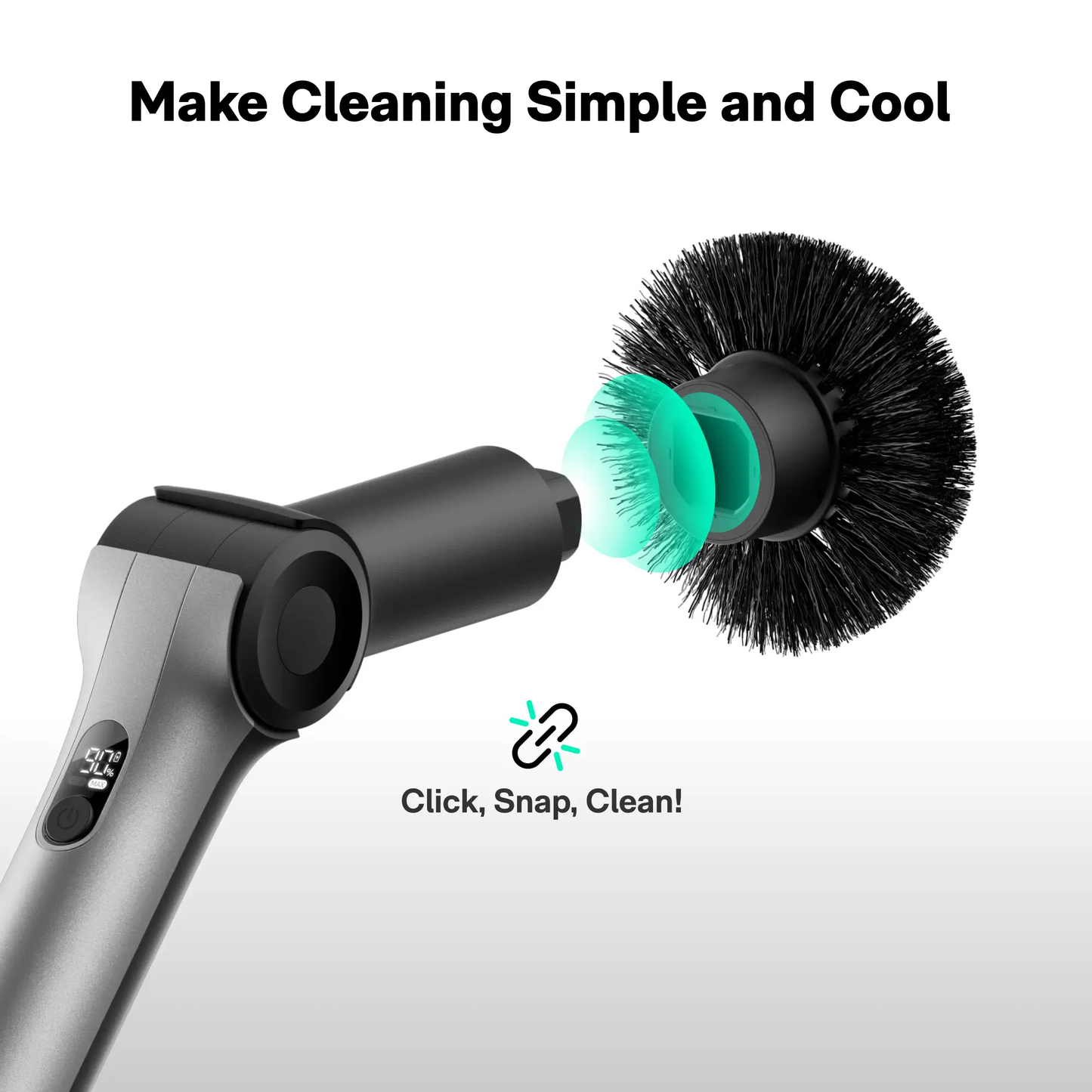 HOTO Flexi Cordless Spin Scrubber with DuraSpin black/gray body teal brush head on Tampa Home & Garden Store
