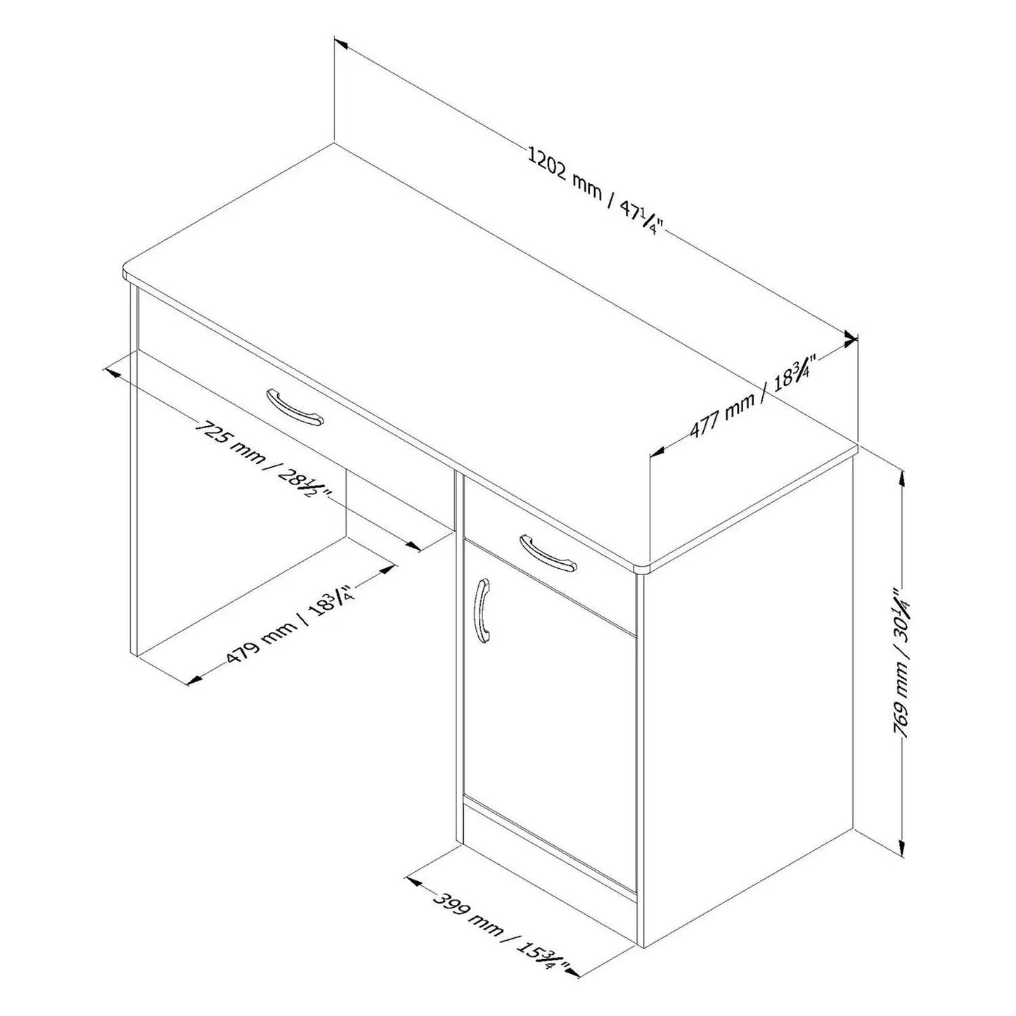 Home Office Work Desk in Black Finish - Tampa Home & Garden Store