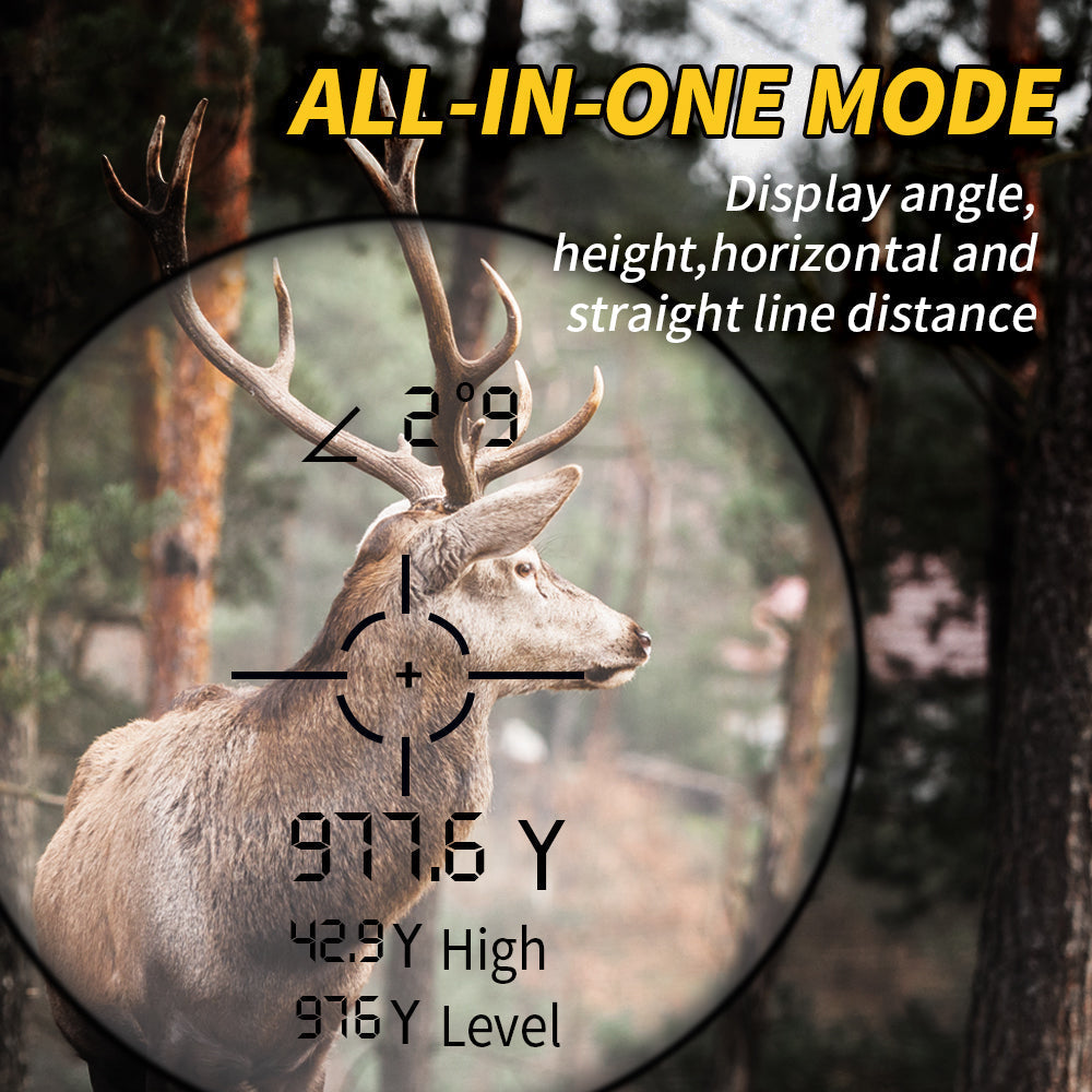 1000 Yard Laser Rangefinder for Hunting and Golf Moktan Sabai with deer crosshair overlay on Tampa Home & Garden Store