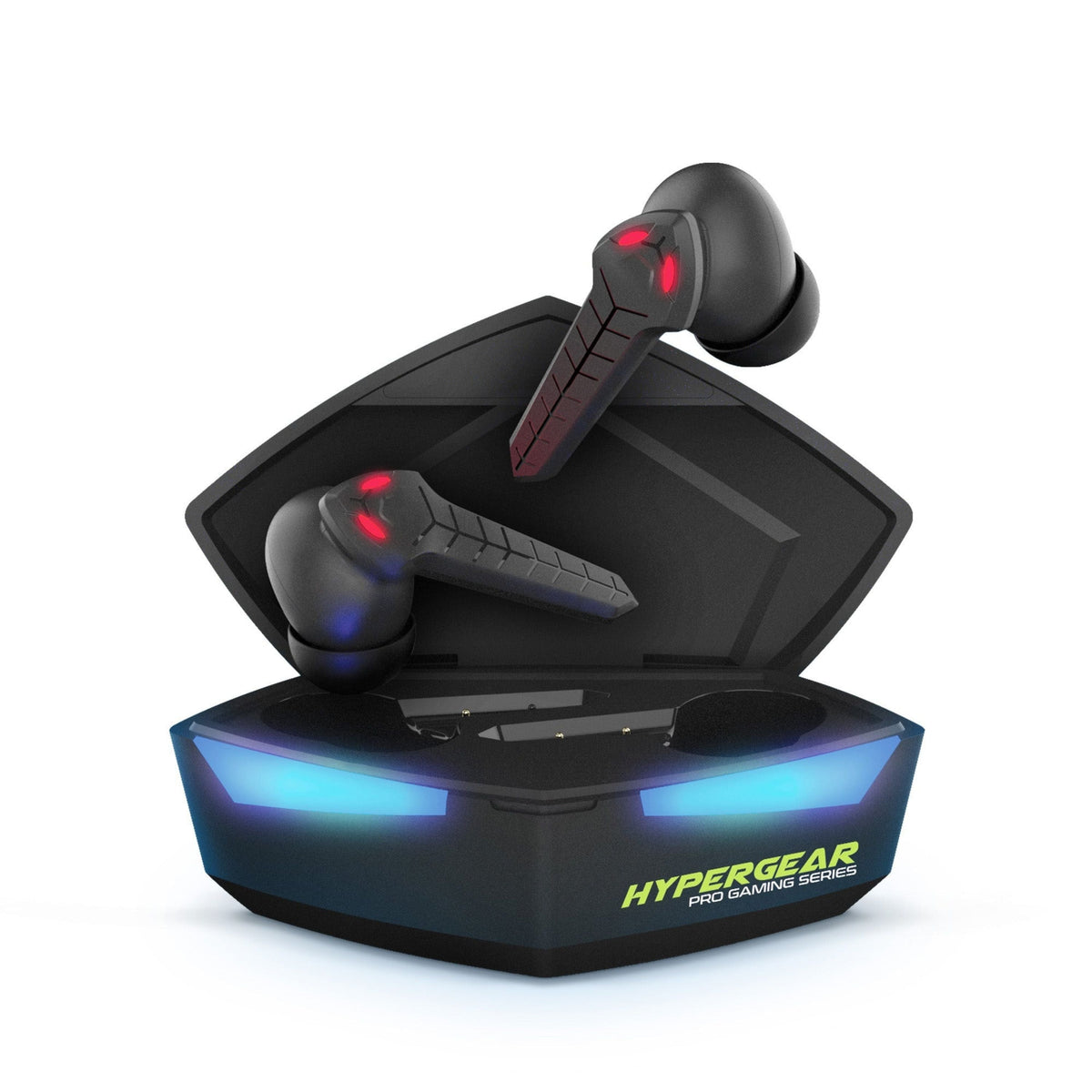 CobraStrike true wireless gaming earbuds, black with red LED accents, HyperGear packaging on Tampa Home & Garden Store