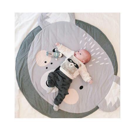 Modern Luxury Animal Carpet Round Baby Play Mat by Stevvex, soft cotton gray animal design on Tampa Home & Garden Store