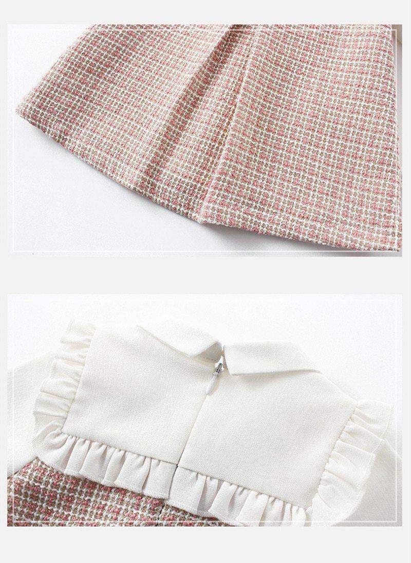 Stevvex baby dress pink plaid tweed with white collar and back zipper on Tampa Home & Garden Store