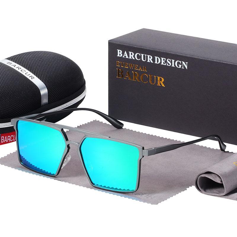 Stevvex 1 pair square aluminium sunglasses with blue mirrored polarized UV400 lenses on Tampa Home & Garden Store