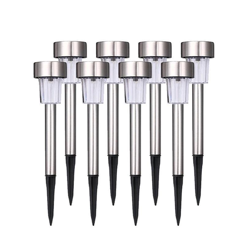 Stevvex stainless steel LED solar landscape pathway lights set of 9 for yard walkways on Tampa Home & Garden Store