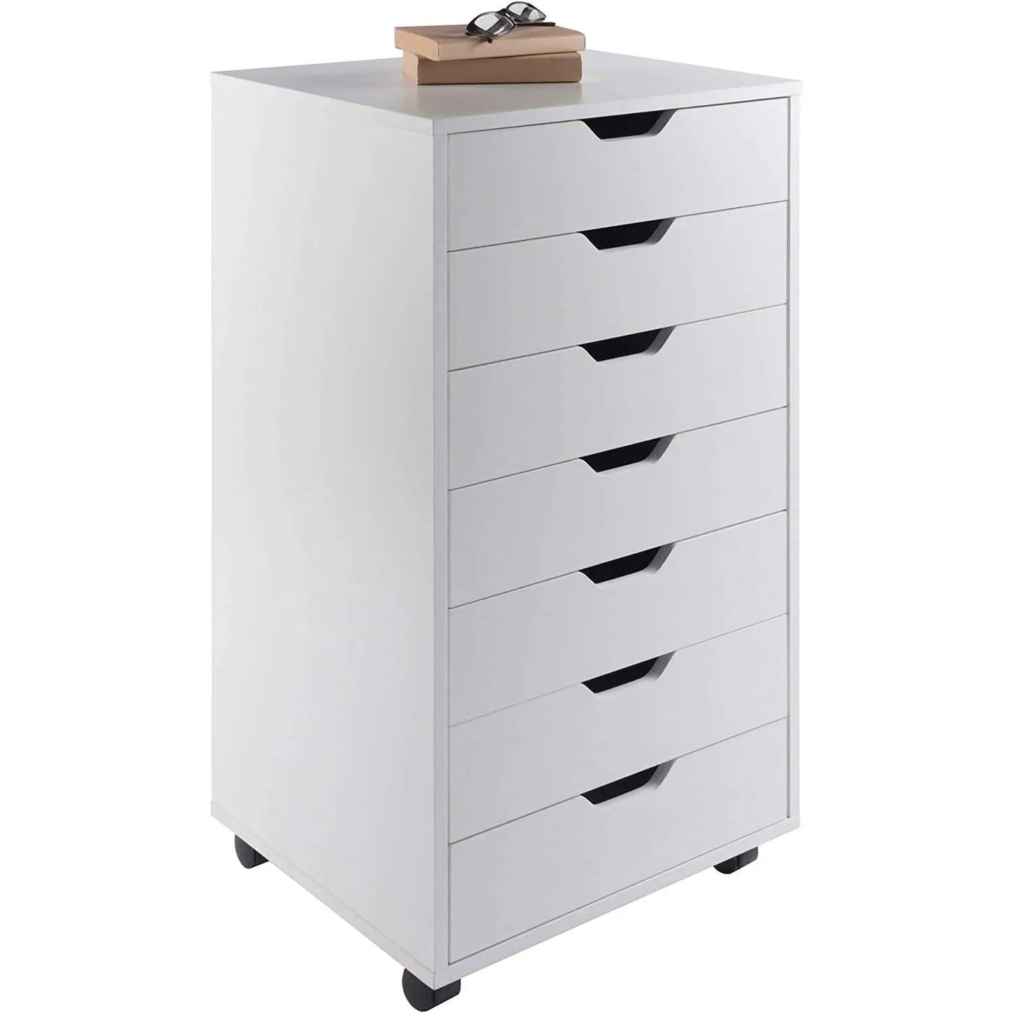 Modern Scandinavian Style 7-Drawer Storage Cabinet Chest in White Finish - Tampa Home & Garden Store