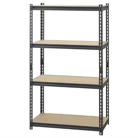 Heavy Duty 4-Shelf Black Storage Rack with beige boards industrial shelving by HomePacific on Tampa Home & Garden Store