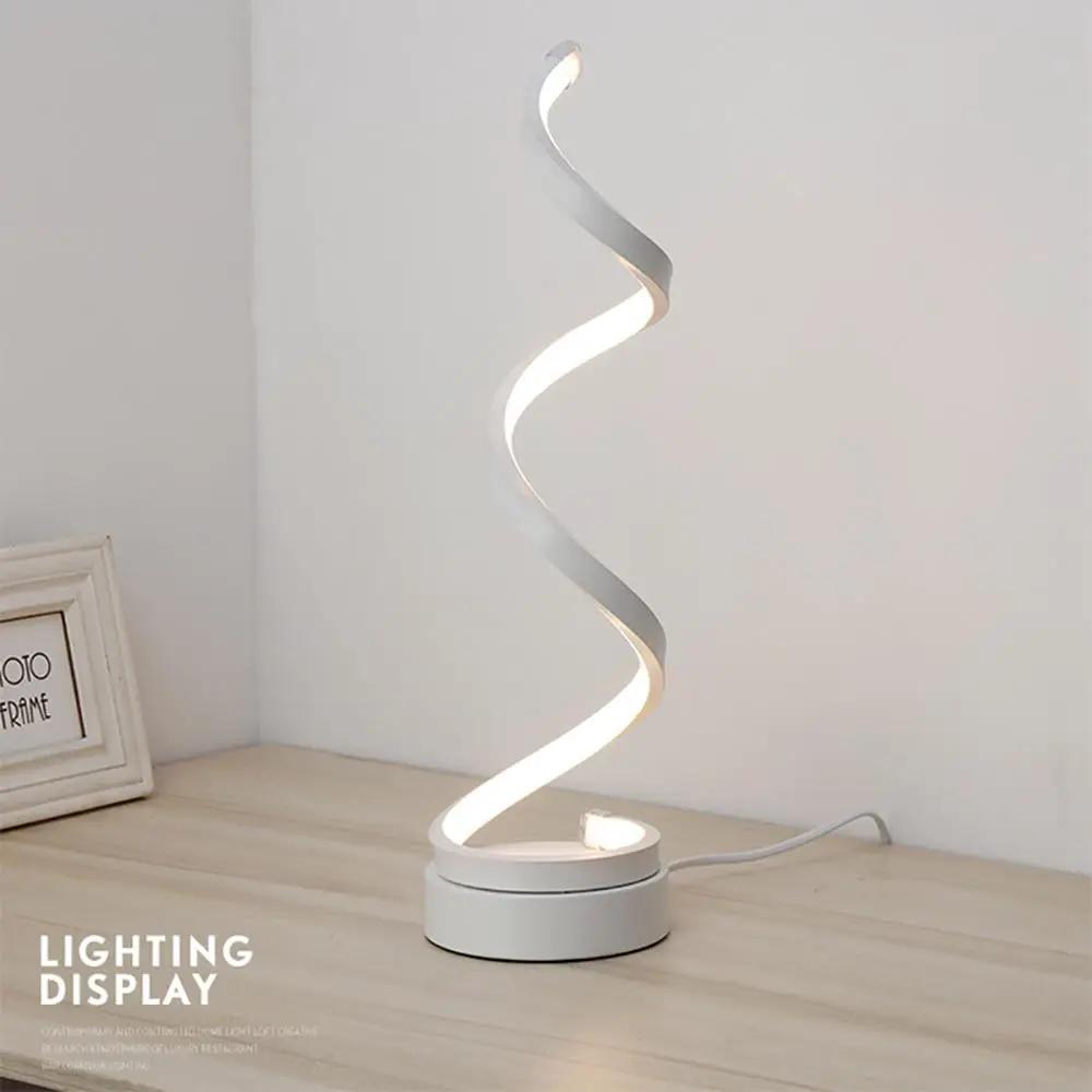 Led Spiral Table Lamp, Modern Curved Desk Light