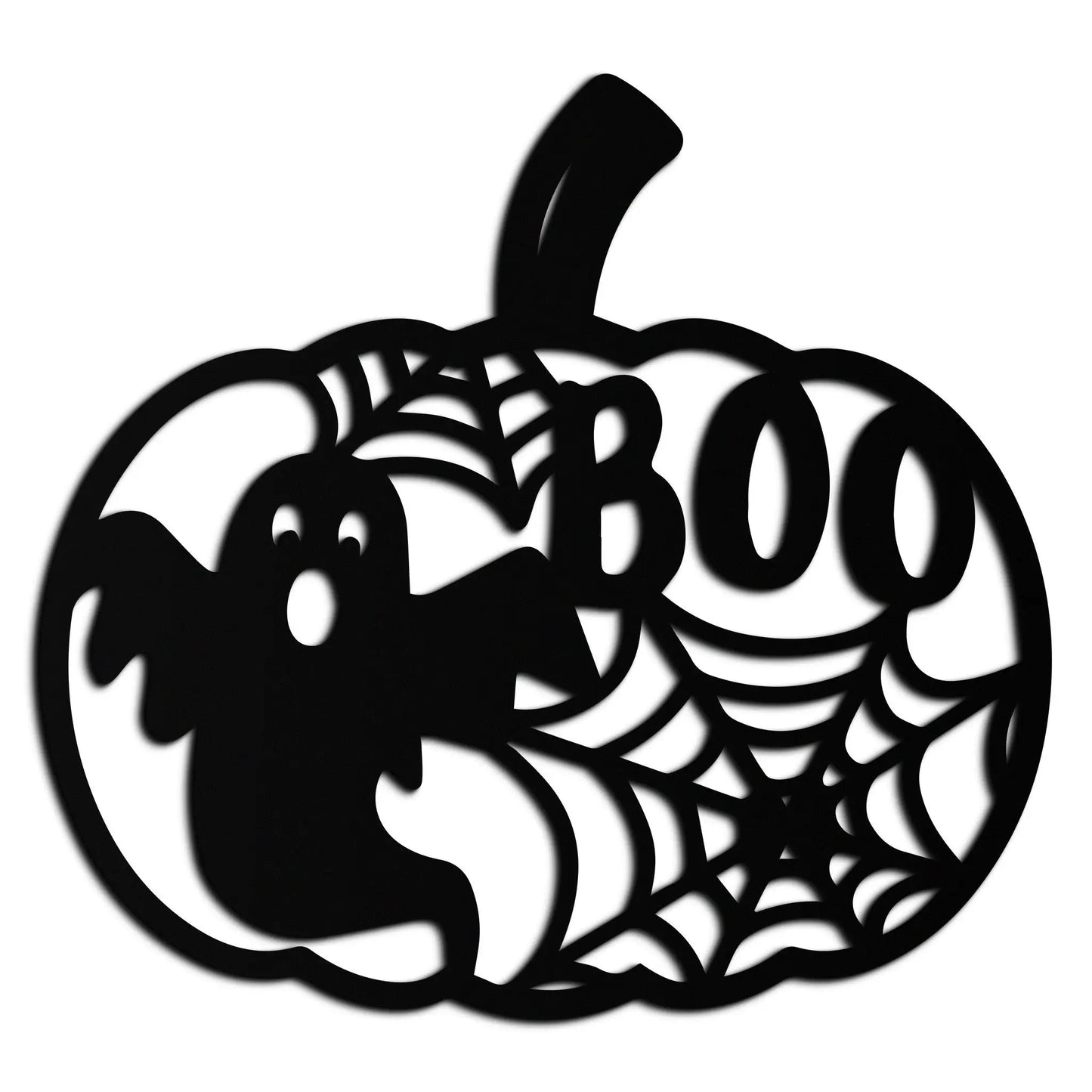 Boo Pumpkin metal wall art black silhouette with cutout lettering for Halloween decor on Tampa Home & Garden Store