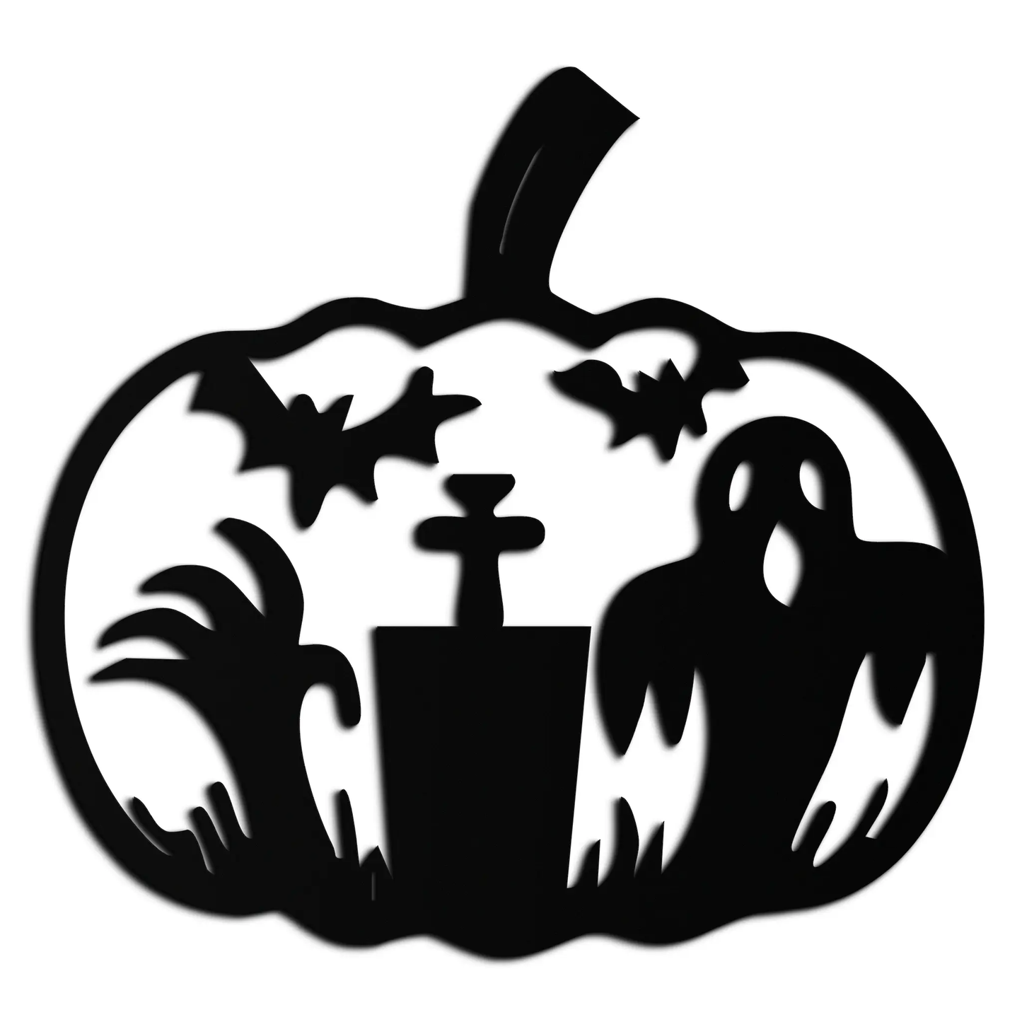 Halloween Ghost Pumpkin metal wall art black silhouette for modern metal wall decor on Tampa Home & Garden Store