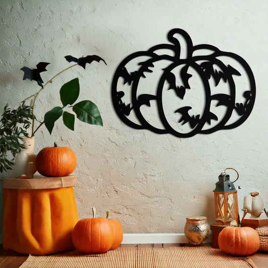 Halloween Pumpkin Faces Metal Wall Art – Spooky Black Steel Decoration- KAF502 - Tampa Home & Garden Store