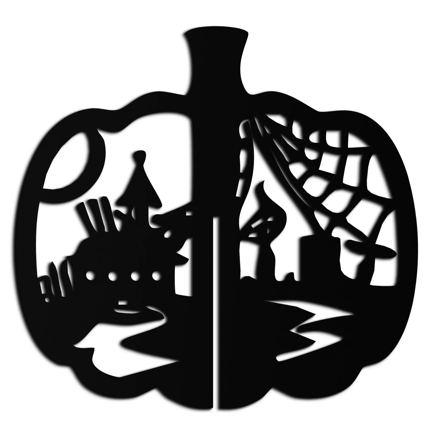 Halloween Pumpkin Metal Wall Art in black steel, modern silhouette decor on Tampa Home & Garden Store