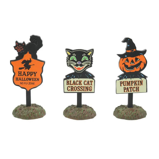 Halloween Signs Set of 3: Happy Halloween, Black Cat Crossing, Pumpkin Patch on Tampa Home & Garden Store