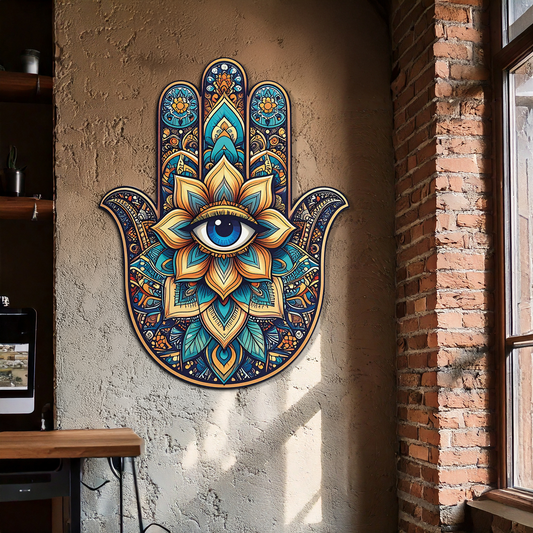 Hamsa Eye Wall Art – Boho Evil Eye Metal Decor-KAFUVM036 - Tampa Home & Garden Store