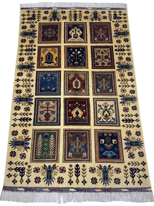 Hand-Knotted Afghani Bakhteiari Wool Rug – 3’5″ x 5’1″ - Tampa Home & Garden Store