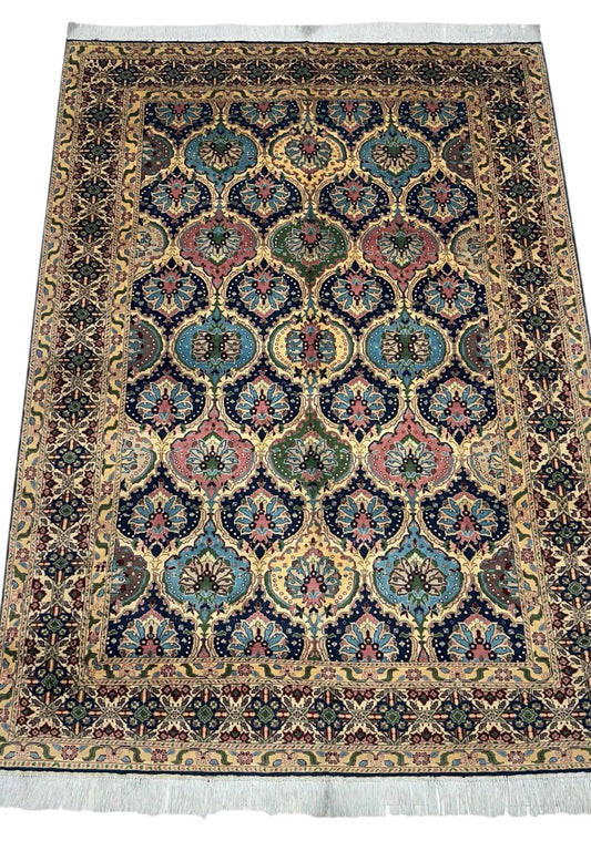 Hand-Knotted Afghani Heart Rug by Rugistan in colorful wool with heart motifs, 6'6 x 9'2 on Tampa Home & Garden Store